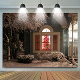 Lofaris Winter Front Yard Night Christmas Tree Backdrop